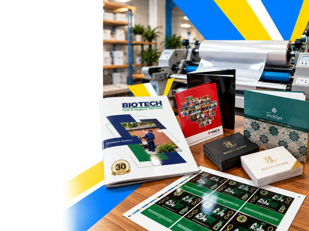 Print Workshop Showcase with Laminated Marketing Materials